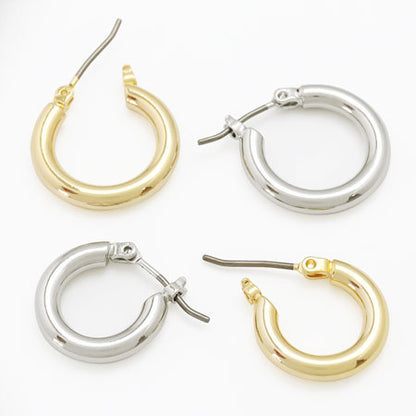 Earrings titanium hoop chunky rhodium color