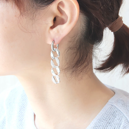 Earrings titanium hoop chunky rhodium color