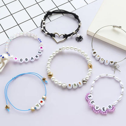 Metal Beads Initial Round White/G