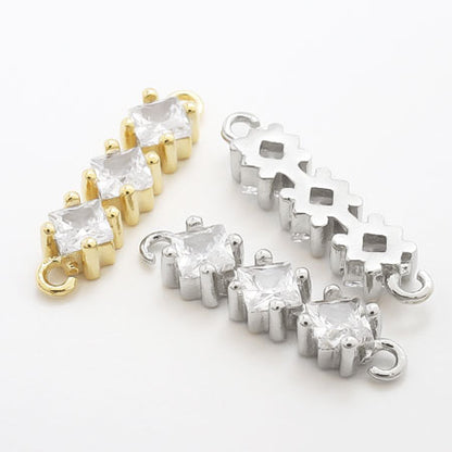 Charm Cubic Zirconia Claw Claw Square 3rd No. 2 2 Cancan Rodium Color