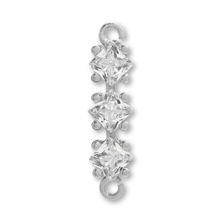 Charm Cubic Zirconia Claw Claw Square 3rd No. 2 2 Cancan Rodium Color