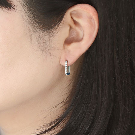 デザインピアス フープ  スクエア　キュービックジルコニア/G