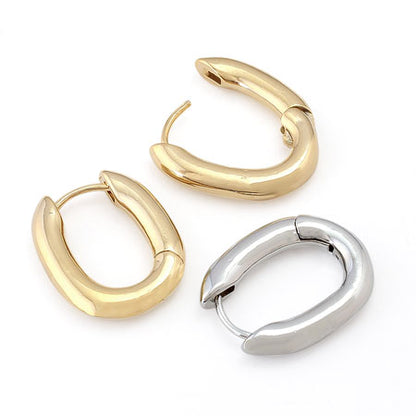 Design earrings hoop oval rhodium color