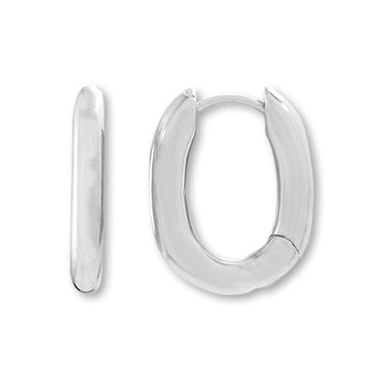 Design earrings hoop oval rhodium color