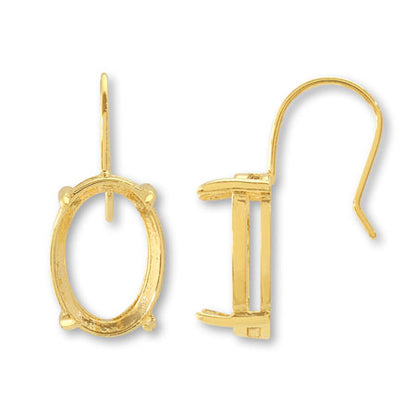 Hook earrings Oval with stone seat 