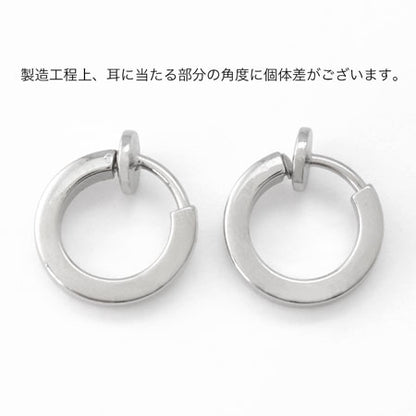 イヤリング フープ 角線　ロジウムカラー