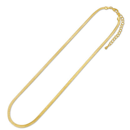 Chain necklace snake flat width approx. 3mm (with adjuster) rhodium color