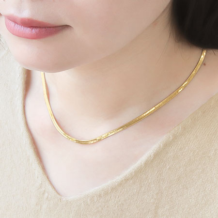 Chain necklace snake flat width approx. 3mm (with adjuster) gold