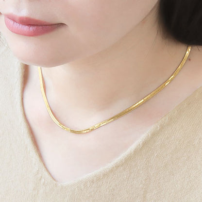 Chain necklace snake flat width approx. 3mm (with adjuster) rhodium color