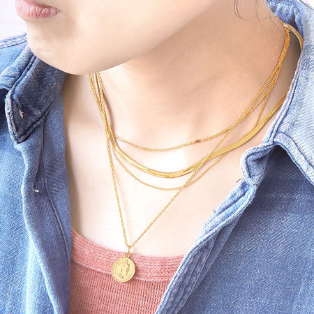 Chain necklace snake flat width approx. 3mm (with adjuster) gold