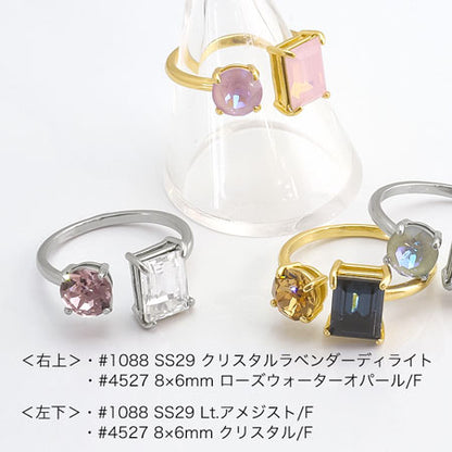 フォークリング台 ＃1088 SS29/＃4527 8×6mm　ロジウムカラー