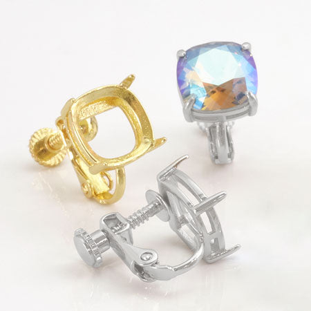 Earrings screw spring with stone seat cushion 