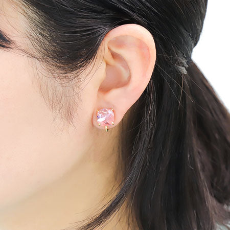 Earrings screw spring with stone seat cushion 