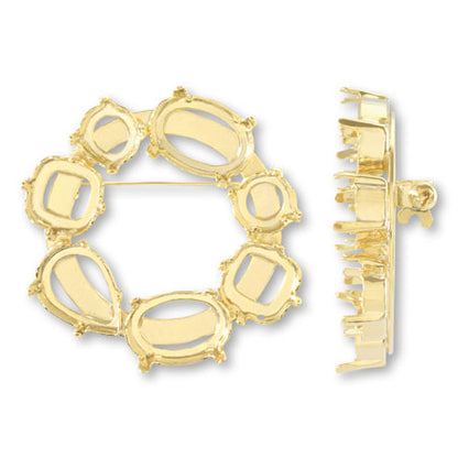 Brooch empty frame circle No.2 gold