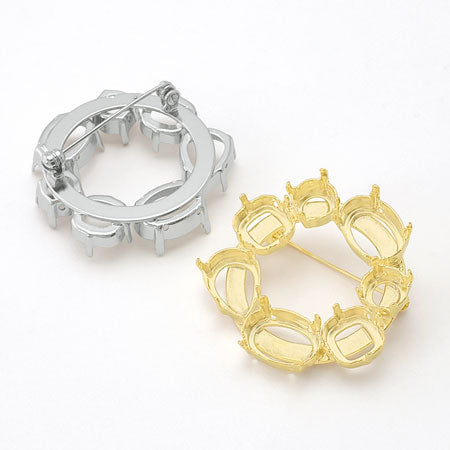 Brooch empty frame circle No.2 gold