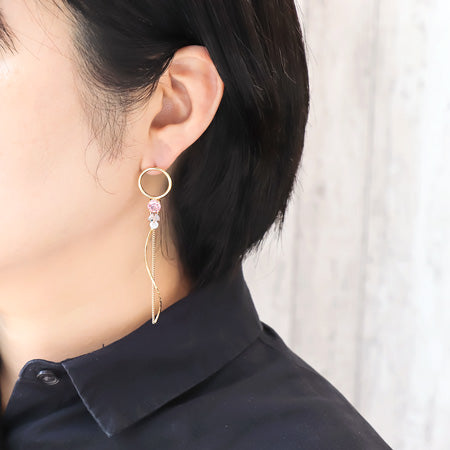 ポストピアス メタルリング 石座付 