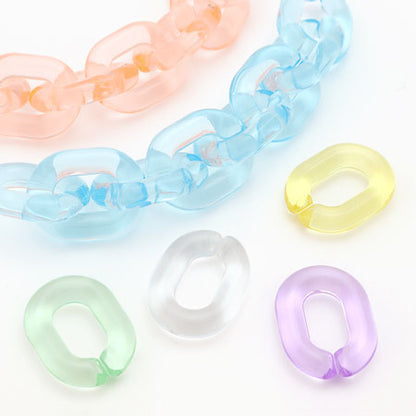 Acrylic chain parts oval light blue