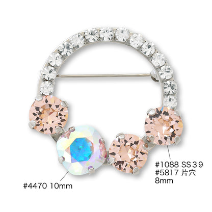 Broach empty frame circle No.4 Rhodium color