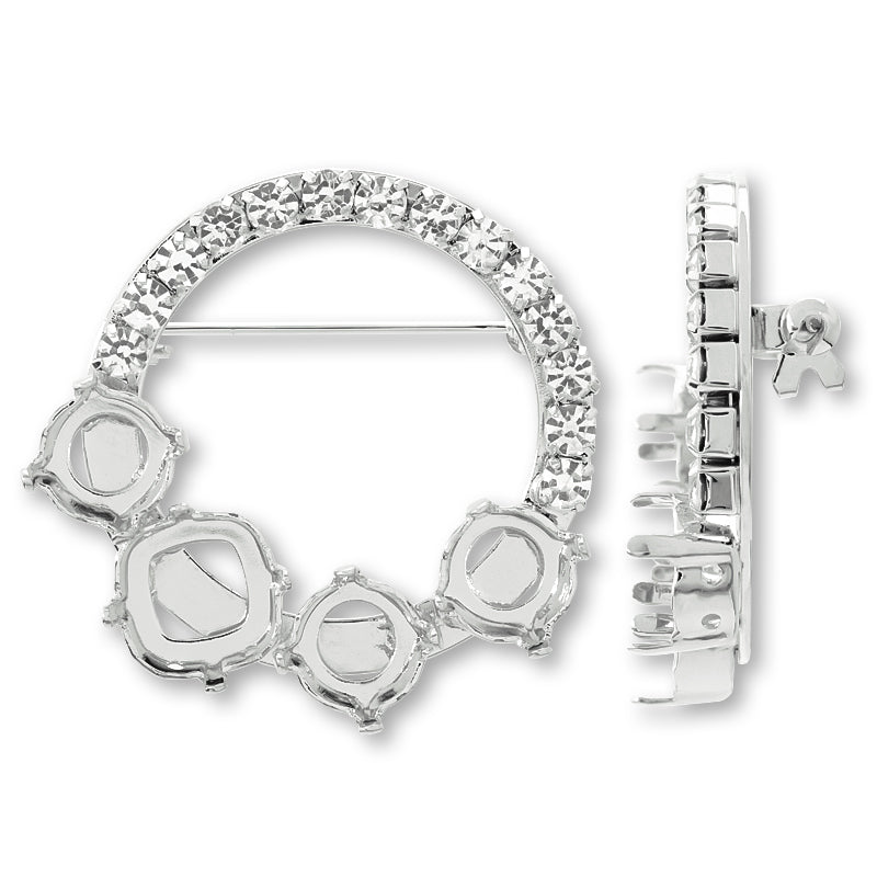 Broach empty frame circle No.4 Rhodium color