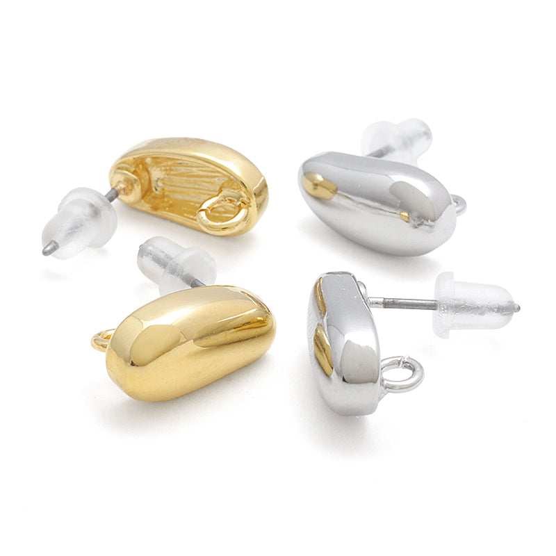 Stainless steel piercing beans back rosium color with catch