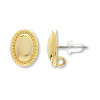Stainless steel earrings, rim oval, with backing, with catch