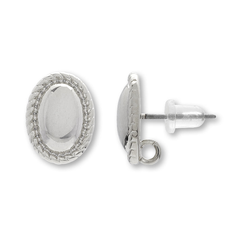 Stainless steel piercing rim oval back rosium color with catch