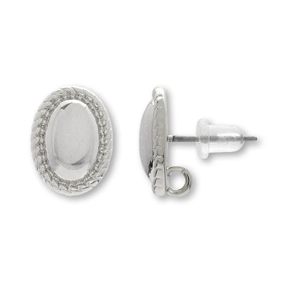 Stainless steel piercing rim oval back rosium color with catch