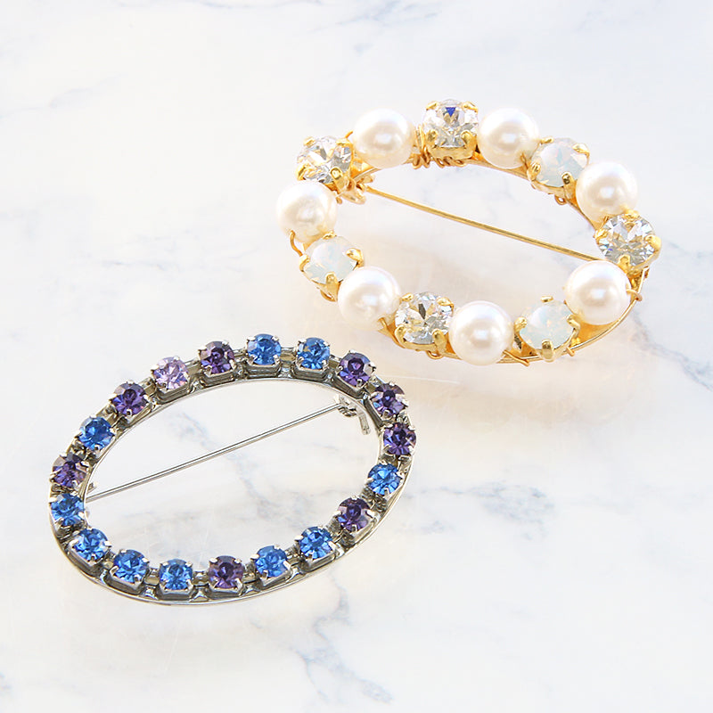 Metal ring brooch (oval) gold