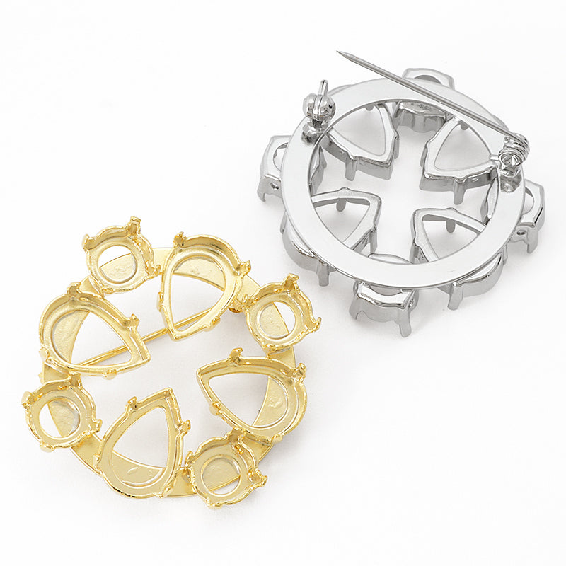Broach empty frame circle No.5 gold