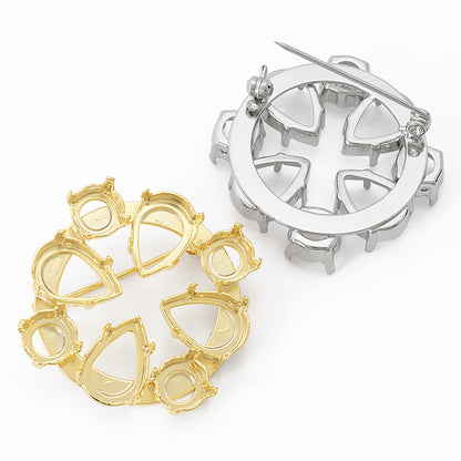 Broach empty frame circle No.5 gold