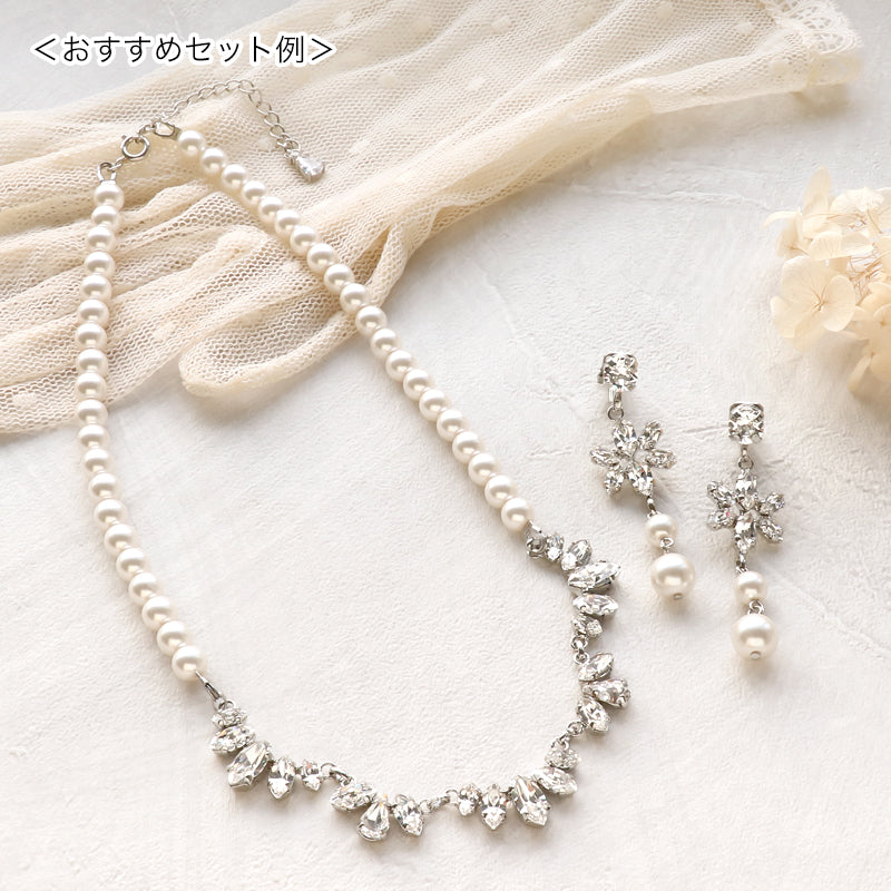 【KIWA BRIDAL】KBN-2 レースビジュー&amp;パール ネックレス