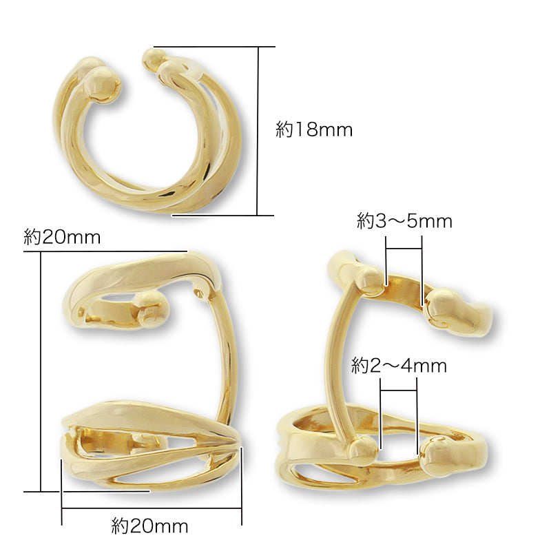 Ear cuff double deformation gold