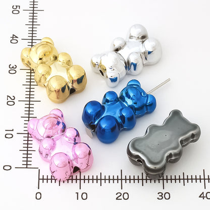 Acrylic bead bear 2 metallic black