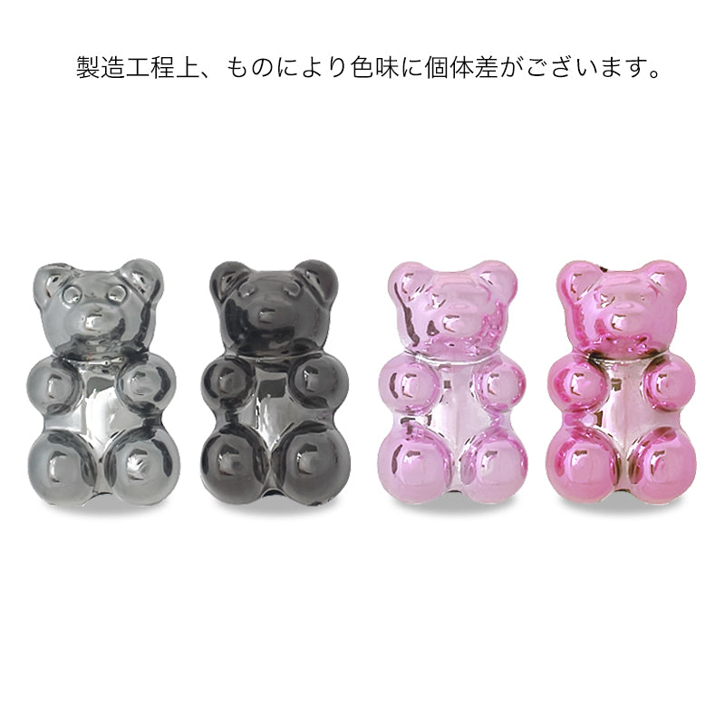 アクリルビーズ クマ2　メタリックピンク