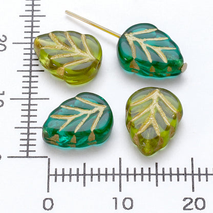 Czech leaf vertical hole emerald/G