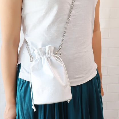 Drawstring pouch, white [outlet]