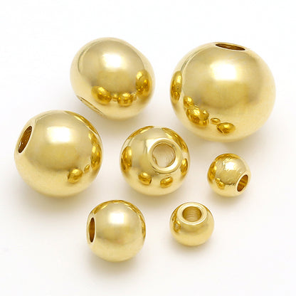 Stainless steel metal beads, round, gold (SUS304)