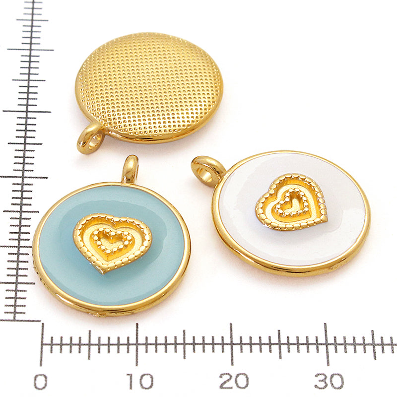 Greek Charm Heart Round White/G