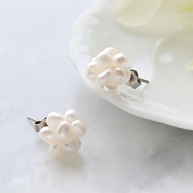 キット　淡水パールのつぶつぶボールピアス　ホワイト(KR1154)