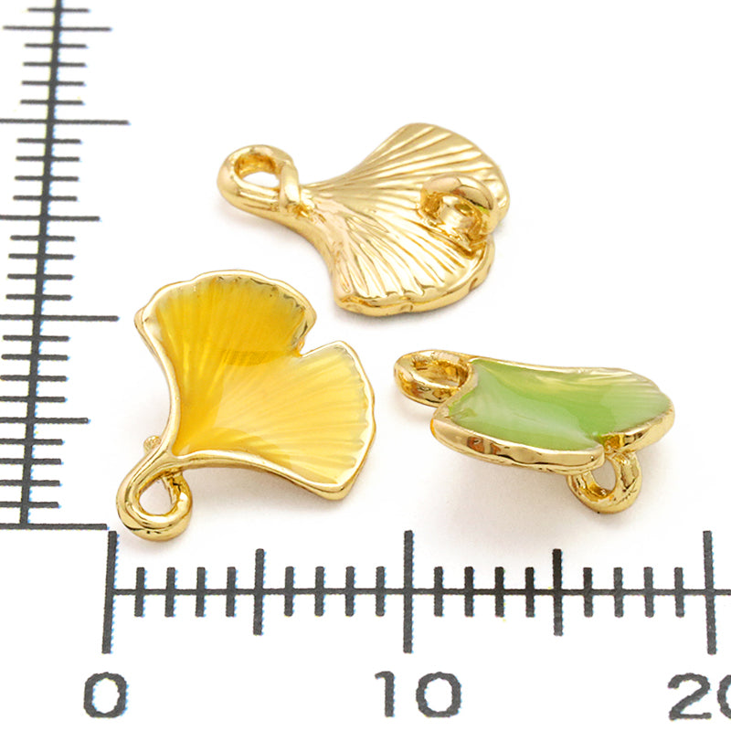 Charm Ginkgo with back ring Green/G