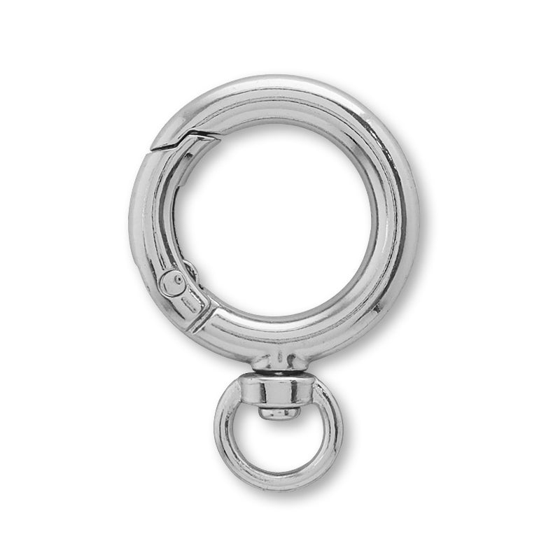 Carabiner, round, with rotating hook, nickel