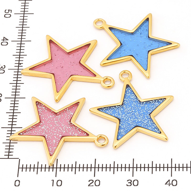 Greek Charm Glitter Star Glitter Pink/G