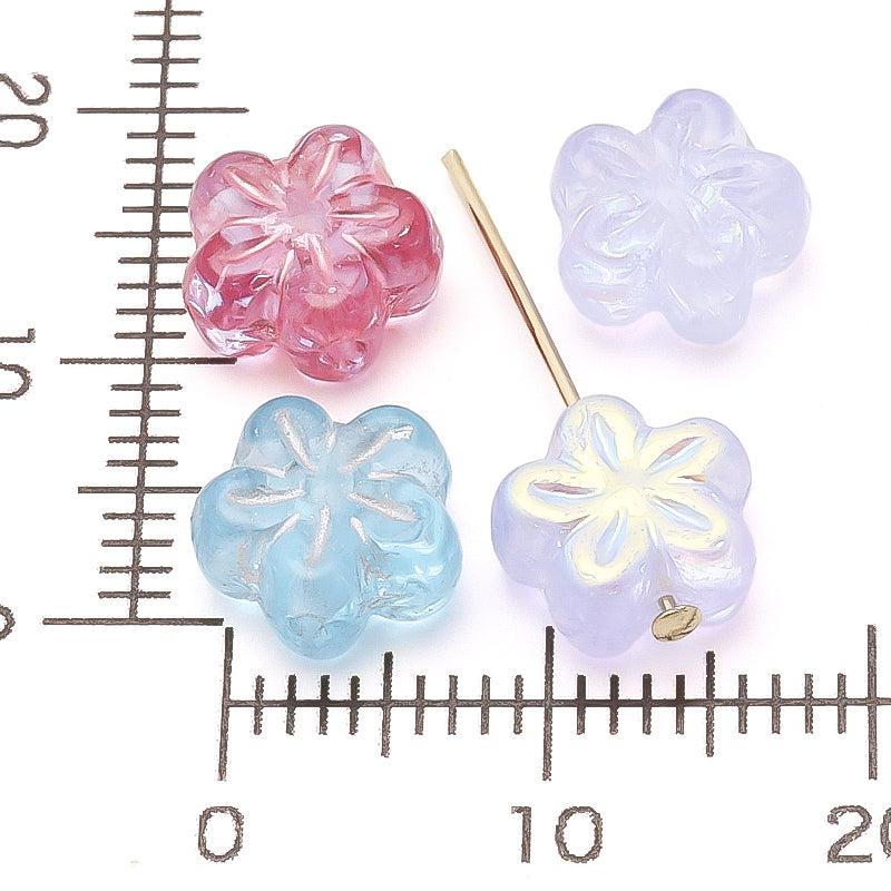 Czech 5-petal flower 3 Aquamarine/S