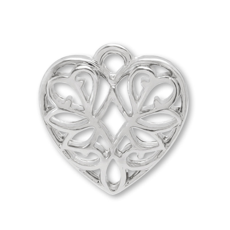 Charm Skashi Heart Rhodium Color