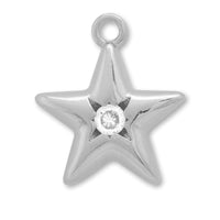 Charm cubic zirconia plump star rhodium color
