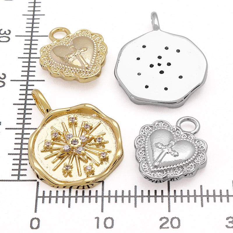 Charm cubic zirconia round flash rhodium color