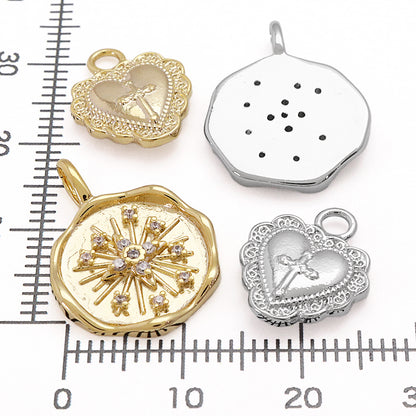 Charm cubic zirconia round flash rhodium color