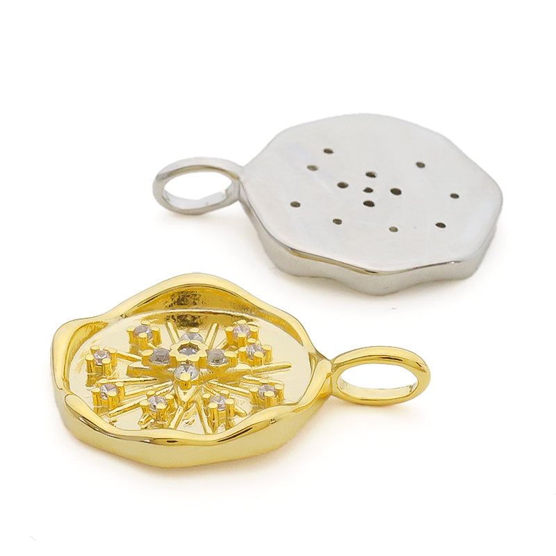 Charm cubic zirconia round flash rhodium color