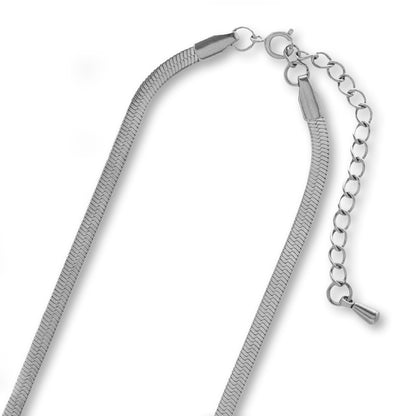 Stainless steel 316L chain necklace snake flat 3mm with adjuster fabric (SUS316L)