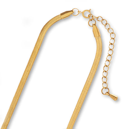 Stainless steel 316L chain necklace snake flat 3mm with adjuster gold (ion plating) (SUS316L)